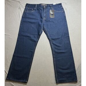 Eddie Domani Jeans 42 Blue Denim Straight Belted Pocketed Zip Pants Men 42x32.